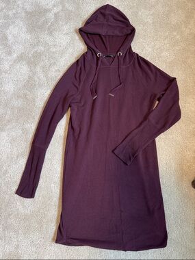 Athleta Long-Sleeve Hooded Knit Dress in Deep Plum